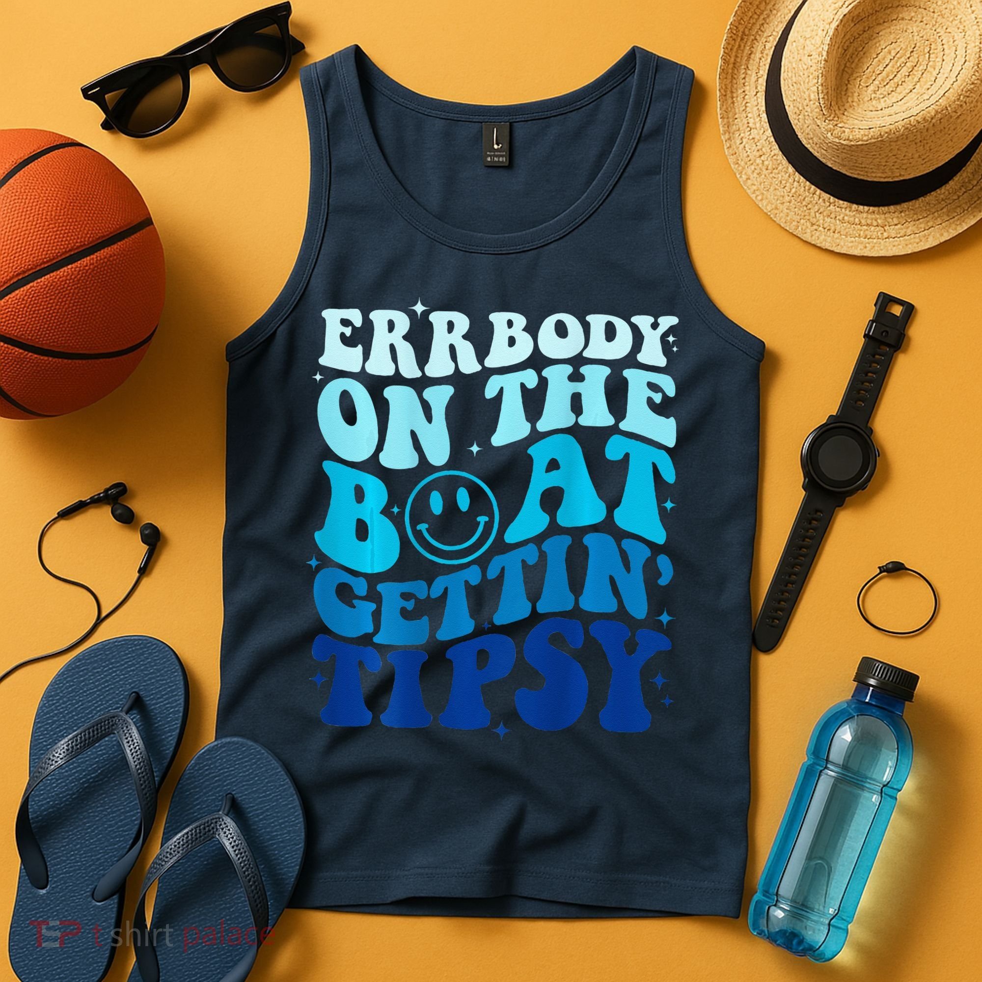 Errbody On The Boat Gettin Tipsy Retro Summer Waving Tank Top