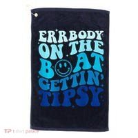 Errbody On The Boat Gettin Tipsy Retro Summer Waving Golf Towel thumb 0