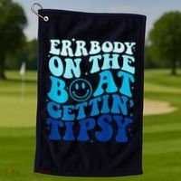 Errbody On The Boat Gettin Tipsy Retro Summer Waving Golf Towel thumb 1