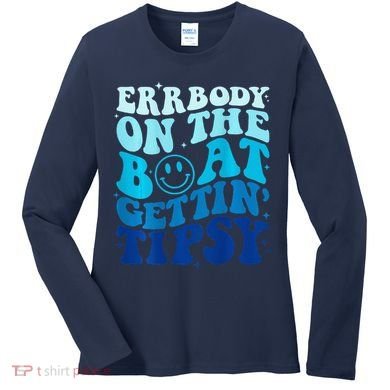 Errbody On The Boat Gettin Tipsy Retro Summer Waving Women's Long Sleeve Shirt