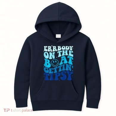 Errbody On The Boat Gettin Tipsy Retro Summer Waving Kids Hoodie