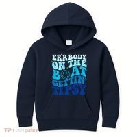 Errbody On The Boat Gettin Tipsy Retro Summer Waving Kids Hoodie thumb 0