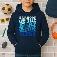 Errbody On The Boat Gettin Tipsy Retro Summer Waving Kids Hoodie thumb 2