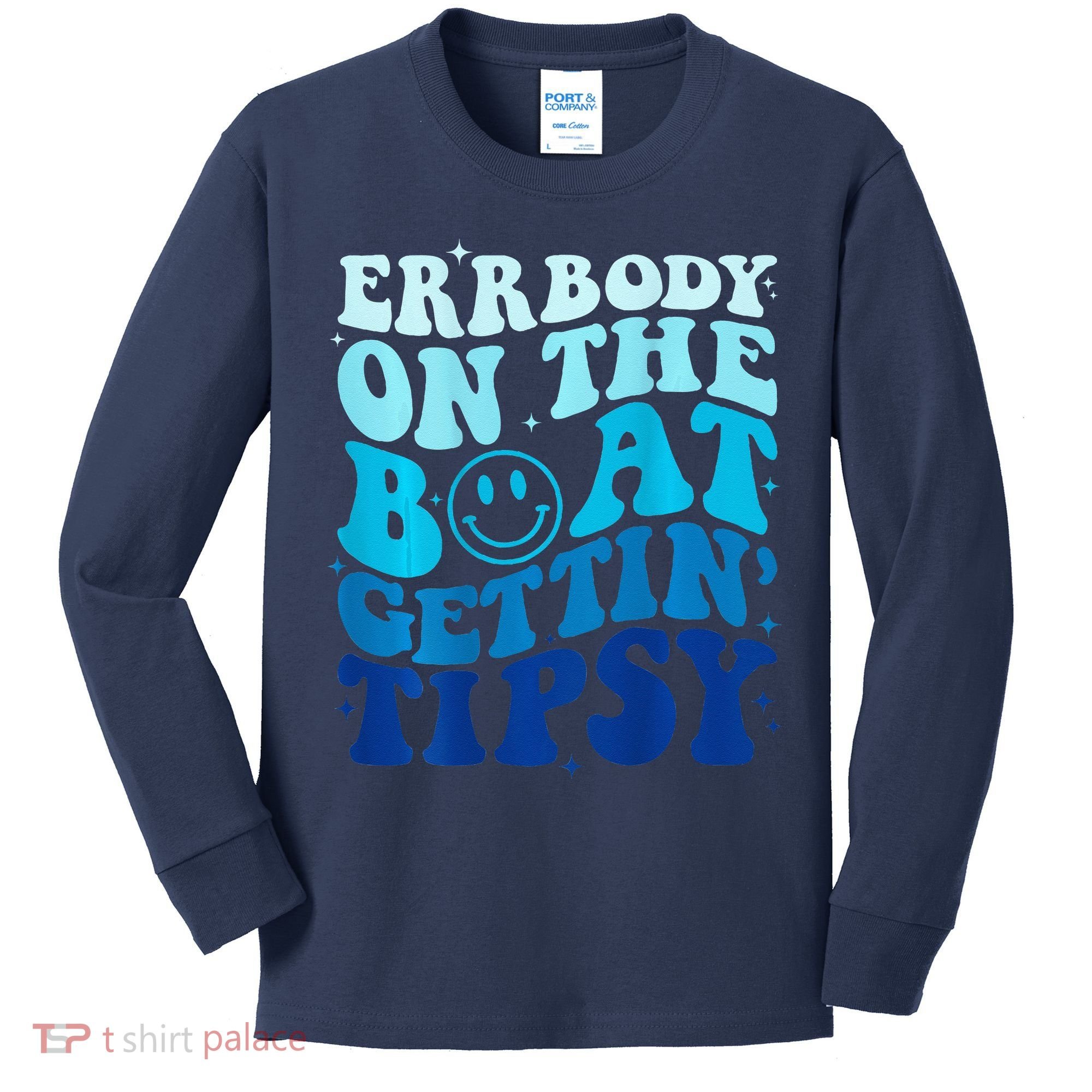 Errbody On The Boat Gettin Tipsy Retro Summer Waving Kids Long Sleeve Shirt