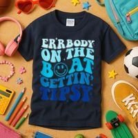 Errbody On The Boat Gettin Tipsy Retro Summer Waving Kids T-Shirt thumb 3