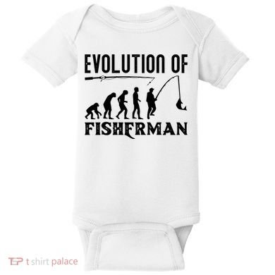 Evolution Of The Fishman Funny Fisherman Baby Bodysuit