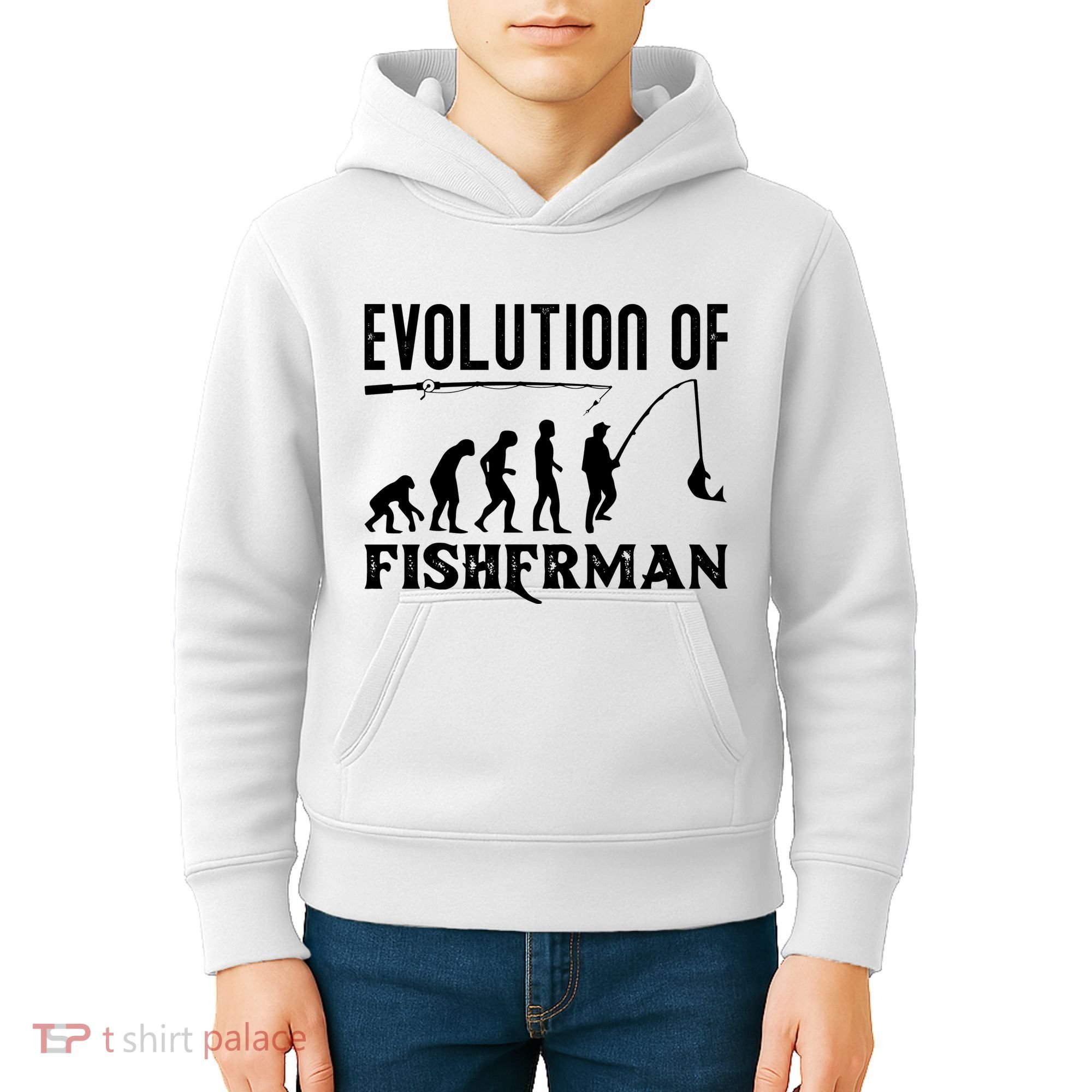 Evolution Of The Fishman Funny Fisherman Kids Hoodie