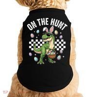 Easter On The Hunt Bunny Ears T-Rex Dinosaur  Doggie Tank thumb 0