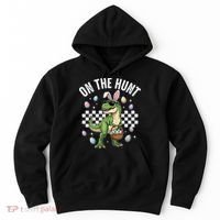 Easter On The Hunt Bunny Ears T-Rex Dinosaur  Hoodie thumb 0