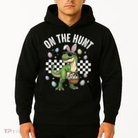 Easter On The Hunt Bunny Ears T-Rex Dinosaur  Hoodie thumb 2
