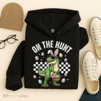 Easter On The Hunt Bunny Ears T-Rex Dinosaur  Hoodie thumb 4