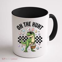 Easter On The Hunt Bunny Ears T-Rex Dinosaur  Coffee Mug thumb 1