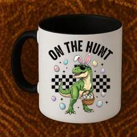 Easter On The Hunt Bunny Ears T-Rex Dinosaur  Coffee Mug thumb 2