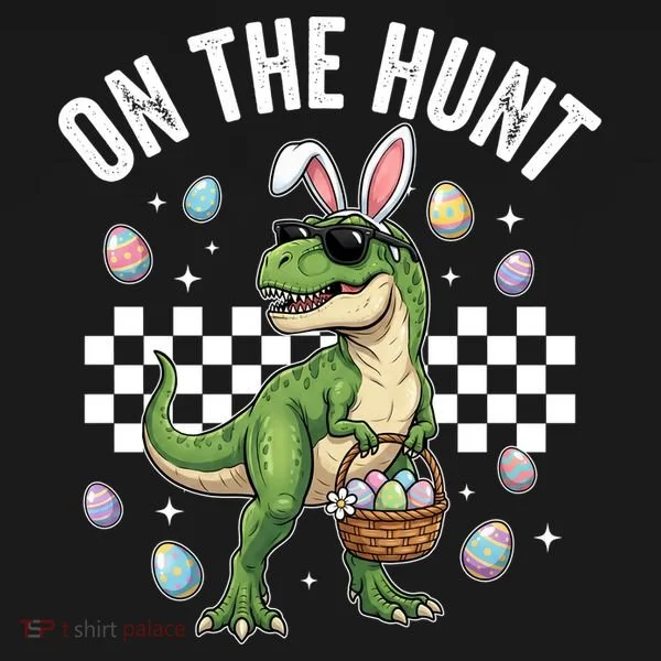 Easter On The Hunt Bunny Ears T-Rex Dinosaur  Women's Hoodie