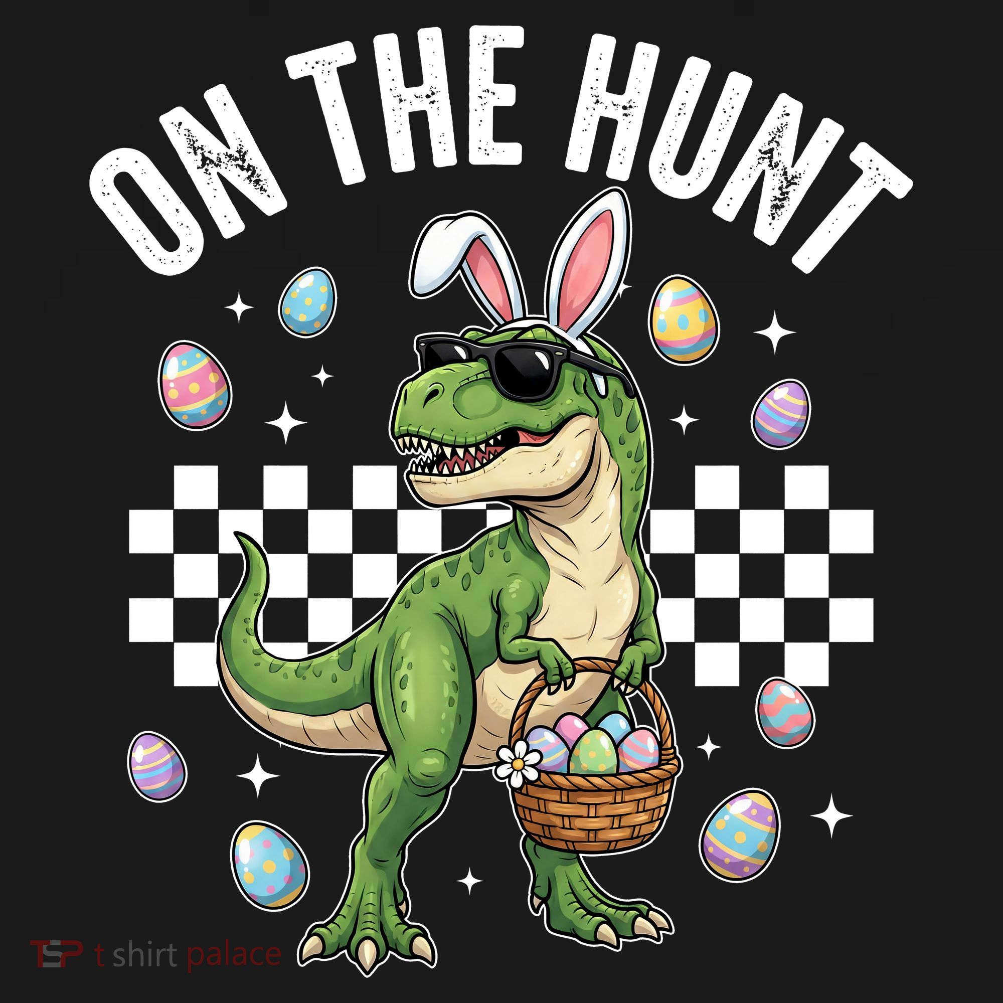 Easter On The Hunt Bunny Ears T-Rex Dinosaur  Ornament