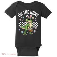 Easter On The Hunt Bunny Ears T-Rex Dinosaur  Baby Bodysuit thumb 0
