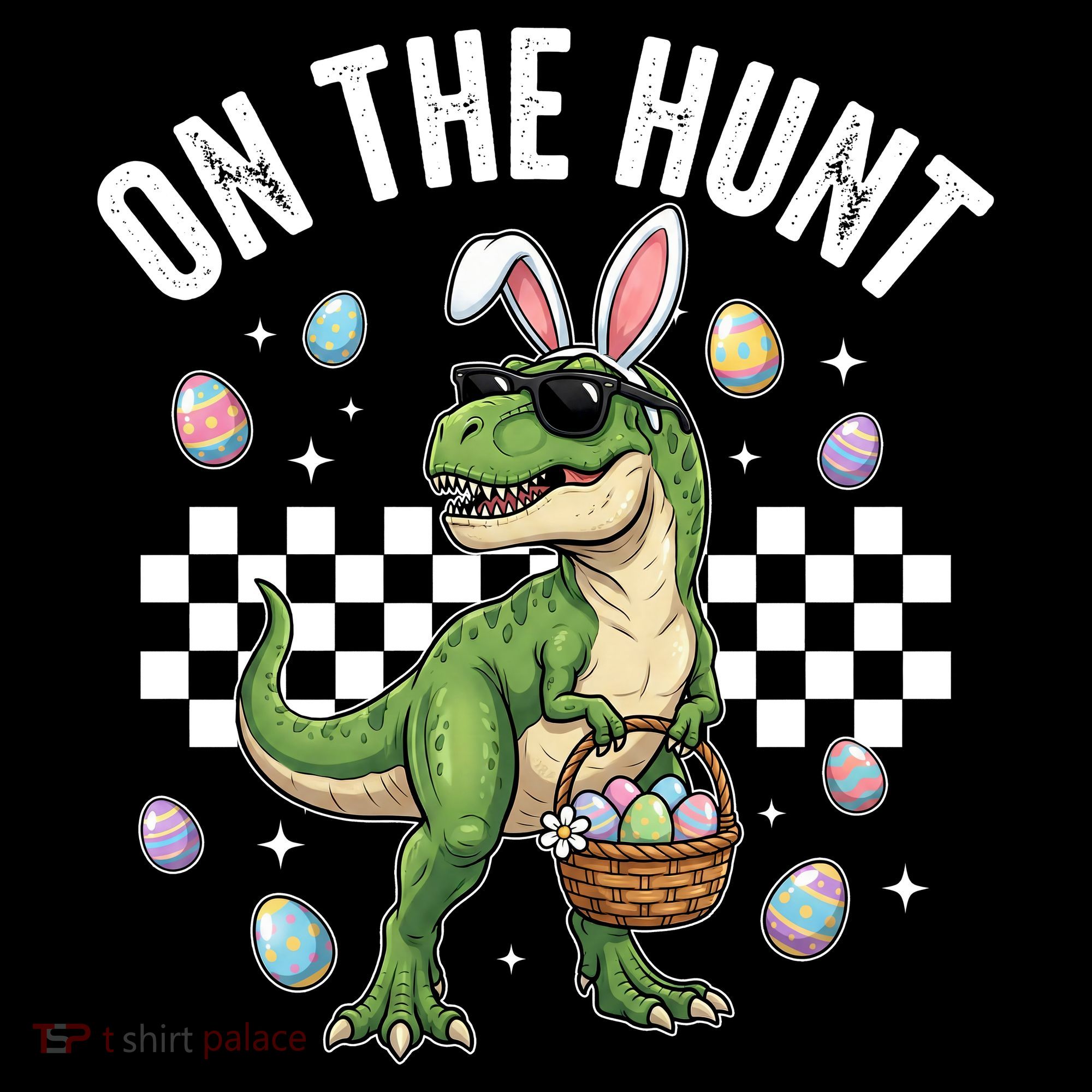Easter On The Hunt Bunny Ears T-Rex Dinosaur  Baby Bodysuit