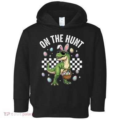 Easter On The Hunt Bunny Ears T-Rex Dinosaur  Toddler Hoodie