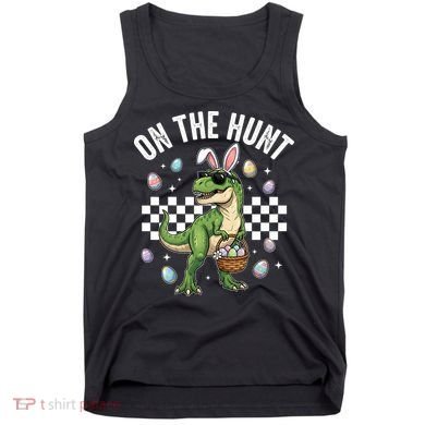 Easter On The Hunt Bunny Ears T-Rex Dinosaur  Tank Top