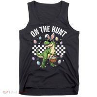 Easter On The Hunt Bunny Ears T-Rex Dinosaur  Tank Top thumb 0