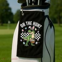 Easter On The Hunt Bunny Ears T-Rex Dinosaur  Golf Towel thumb 2