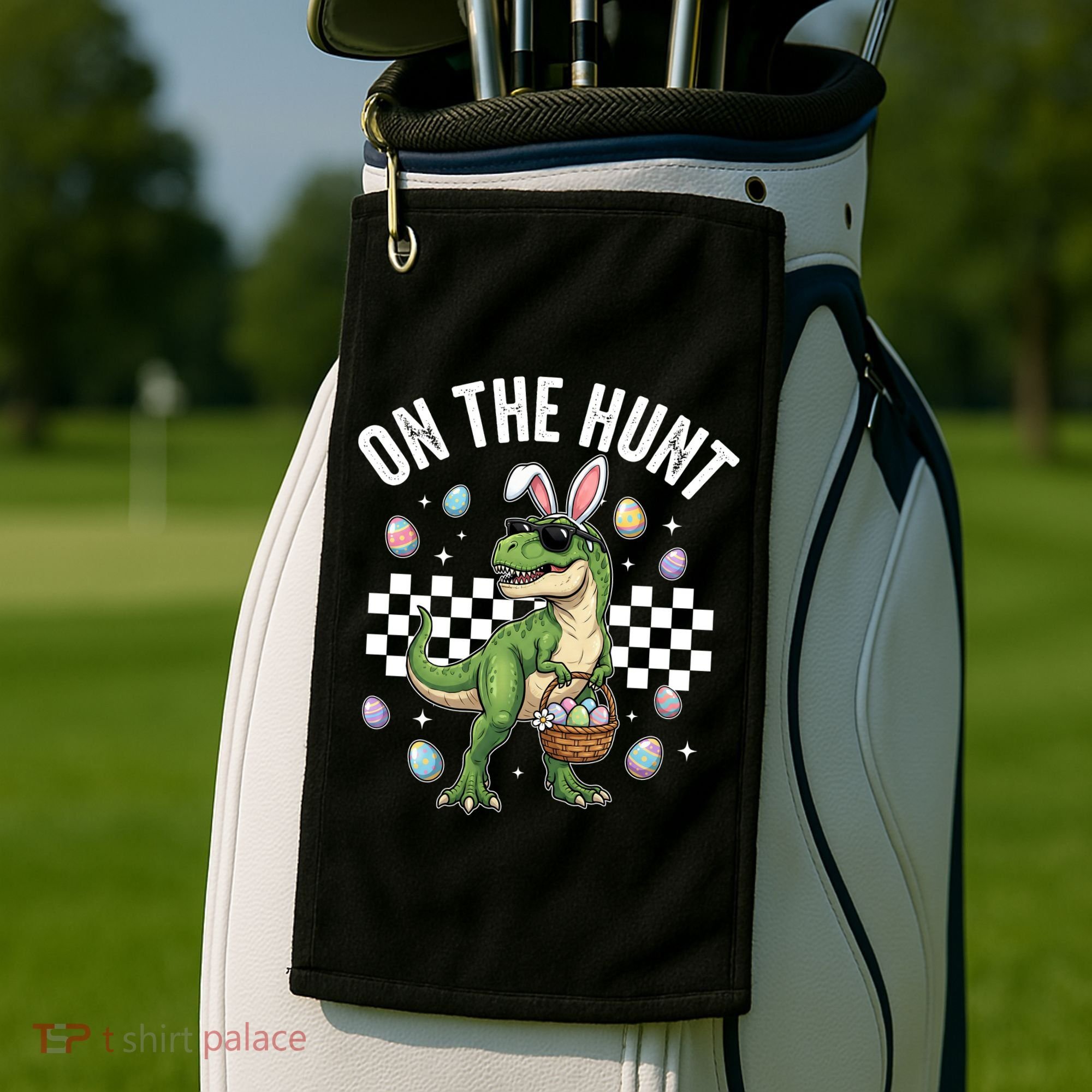 Easter On The Hunt Bunny Ears T-Rex Dinosaur  Golf Towel