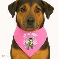 Easter On The Hunt Bunny Ears T-Rex Dinosaur  USA-Made Doggie Bandana thumb 1