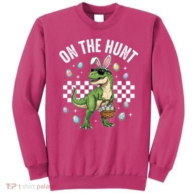 Easter On The Hunt Bunny Ears T-Rex Dinosaur  Sweatshirt