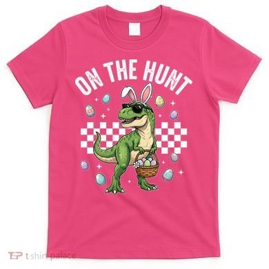 Easter On The Hunt Bunny Ears T-Rex Dinosaur  T-Shirt