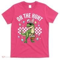 Easter On The Hunt Bunny Ears T-Rex Dinosaur  T-Shirt thumb 0