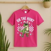 Easter On The Hunt Bunny Ears T-Rex Dinosaur  T-Shirt thumb 2