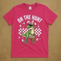 Easter On The Hunt Bunny Ears T-Rex Dinosaur  T-Shirt thumb 5