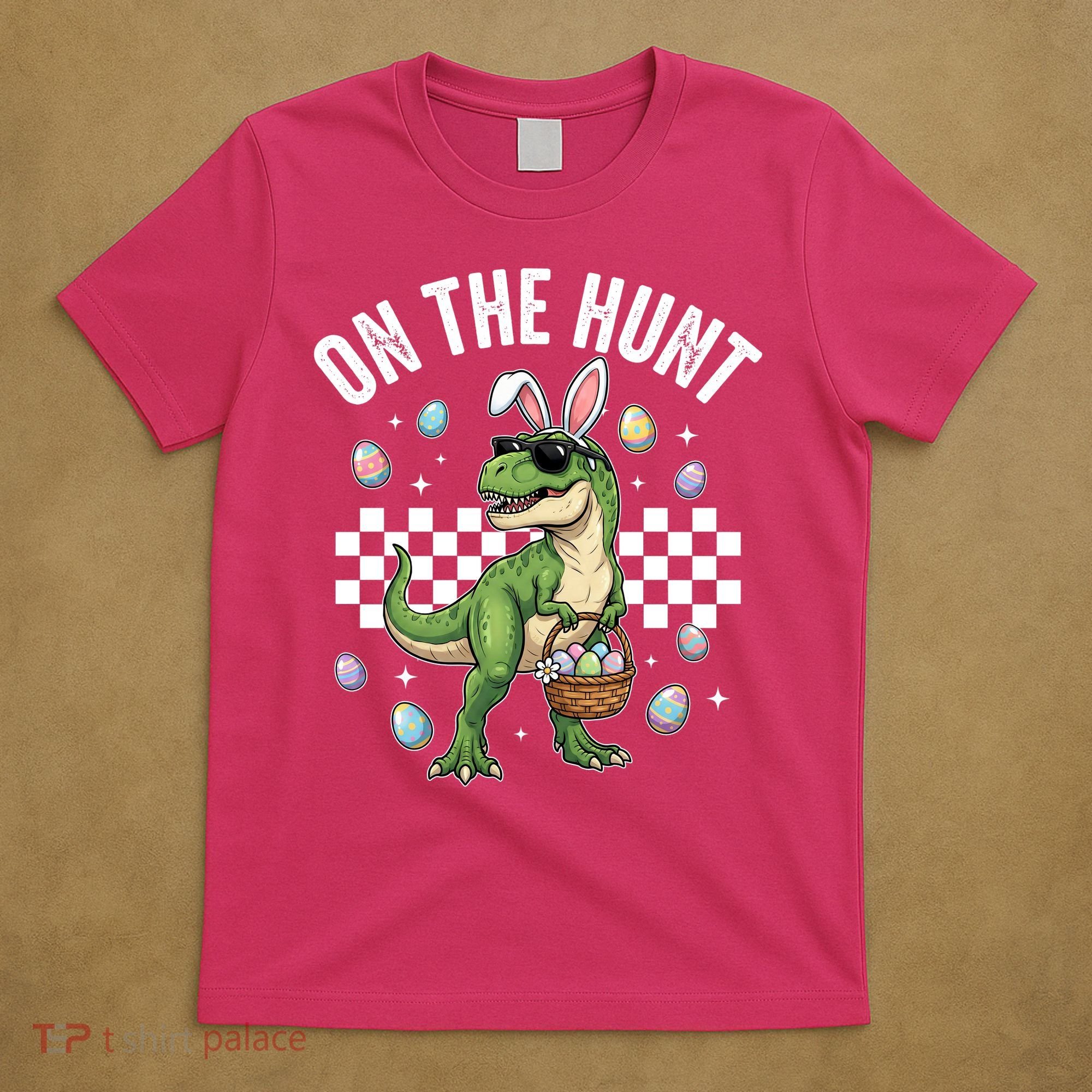 Easter On The Hunt Bunny Ears T-Rex Dinosaur  T-Shirt