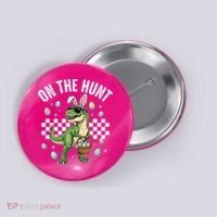 Easter On The Hunt Bunny Ears T-Rex Dinosaur  Button thumb 0