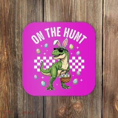 Easter On The Hunt Bunny Ears T-Rex Dinosaur  Coaster