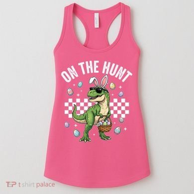 Easter On The Hunt Bunny Ears T-Rex Dinosaur  Women's Tank Top