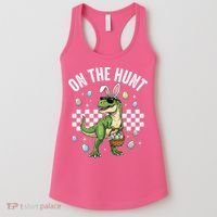 Easter On The Hunt Bunny Ears T-Rex Dinosaur  Women's Tank Top thumb 0