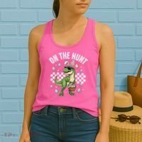 Easter On The Hunt Bunny Ears T-Rex Dinosaur  Women's Tank Top thumb 2