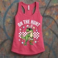 Easter On The Hunt Bunny Ears T-Rex Dinosaur  Women's Tank Top thumb 3