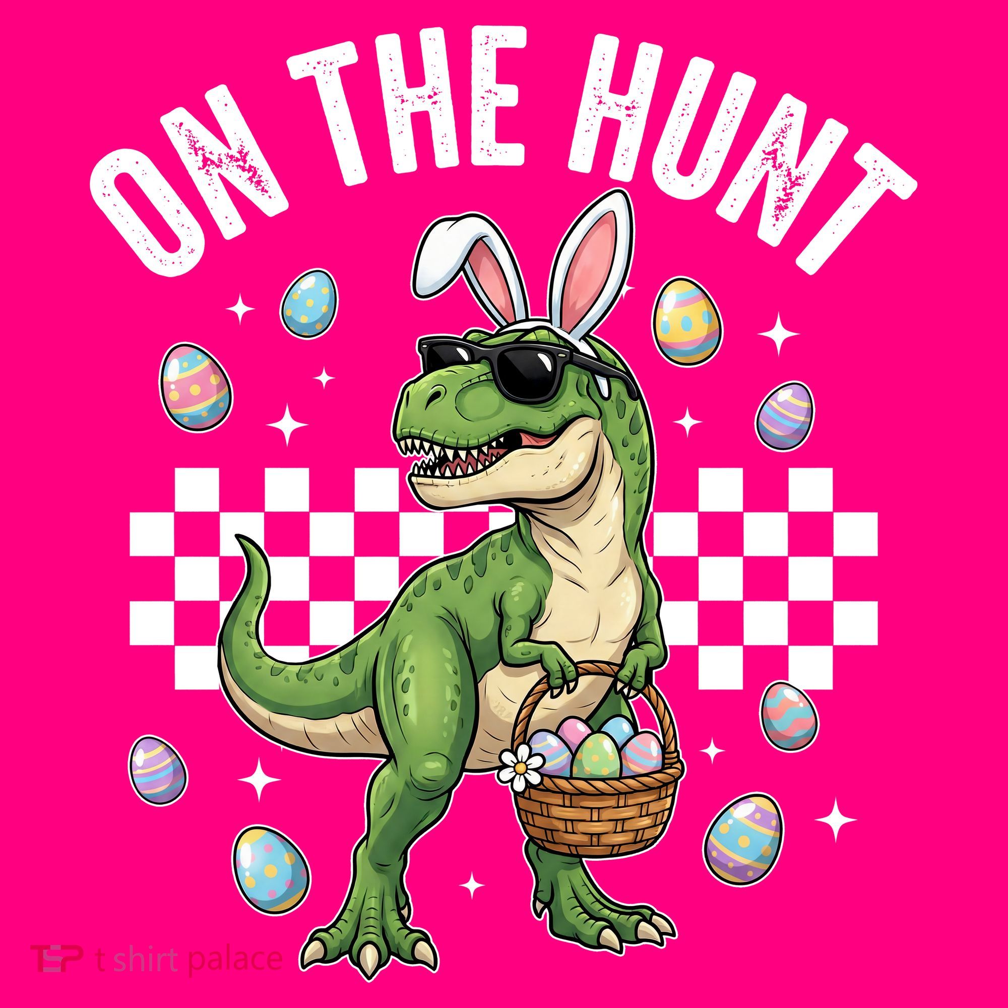 Easter On The Hunt Bunny Ears T-Rex Dinosaur  Women's Tank Top