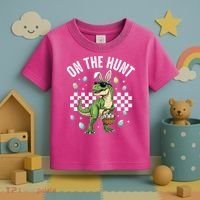 Easter On The Hunt Bunny Ears T-Rex Dinosaur  Toddler T-Shirt thumb 3