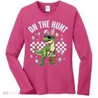 Easter On The Hunt Bunny Ears T-Rex Dinosaur  Women's Long Sleeve Shirt thumb 0