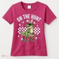 Easter On The Hunt Bunny Ears T-Rex Dinosaur  Women's T-Shirt thumb 0