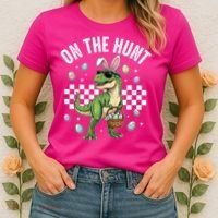 Easter On The Hunt Bunny Ears T-Rex Dinosaur  Women's T-Shirt thumb 2