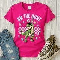 Easter On The Hunt Bunny Ears T-Rex Dinosaur  Women's T-Shirt thumb 3