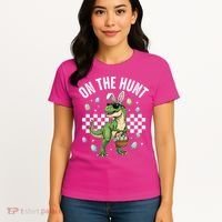 Easter On The Hunt Bunny Ears T-Rex Dinosaur  Women's T-Shirt thumb 4