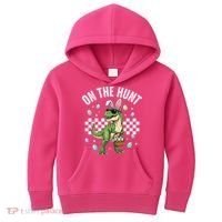 Easter On The Hunt Bunny Ears T-Rex Dinosaur  Kids Hoodie thumb 0