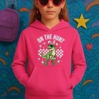 Easter On The Hunt Bunny Ears T-Rex Dinosaur  Kids Hoodie thumb 3