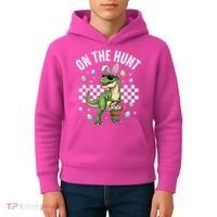 Easter On The Hunt Bunny Ears T-Rex Dinosaur  Kids Hoodie thumb 4