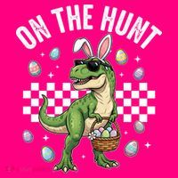 Easter On The Hunt Bunny Ears T-Rex Dinosaur  Kids Hoodie thumb 5